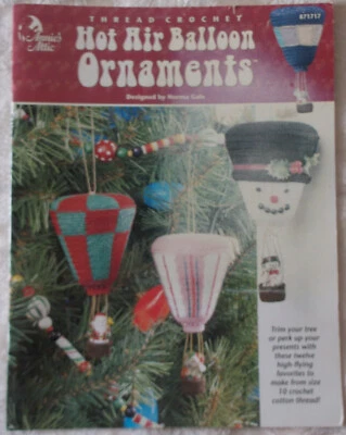 ORNAMENTOS DE BALÃO DE AR QUENTE fios padrões de crochê feriados de Natal 1999 - Imagem 1 de 2