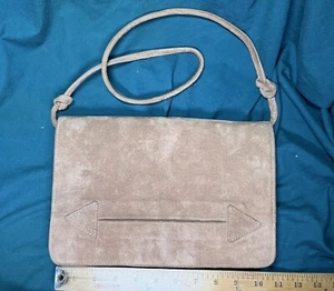 Vintage braun Wildleder Leder Handtasche/Handtasche Markenlos ~ 10 3/4" breit x 7 1/2" hoch - Bild 1 von 9