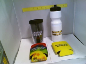 Waffle House Insulated Coffee Travel Cup, Squeeze Bottle, 2 Rare Can Coolies - Picture 1 of 6