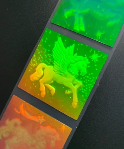(3) RARE VINTAGE UNICORN PEGASUS celestial HOLOGRAM holographic sticker decal - Picture 1 of 6