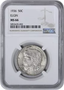 Elgin Commemorative Silver Half Dollar 1936 MS66 NGC - Picture 1 of 2