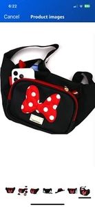 WINGHOUSE Minnie Polka Dots Cute Ribbon Fanny Pack Black - Picture 1 of 7