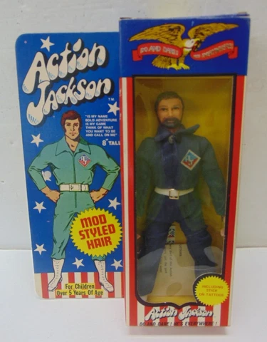 Vintage Action Jackson Mego Mod Style Hair/Stick On Tatoos NIB Cover