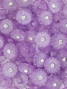 SIZE 18L - 7/16", FLOWER SHANK BUTTON, LILAC, 1 DOZEN, SHINY FINISH - Picture 1 of 1