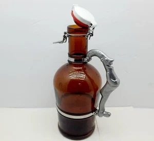 Muster Geschutzt Laughing Man German Amber Glass Beer Growler 2L Swing Top Lid  - Picture 1 of 5
