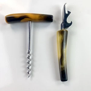Vtg New 70’s Bakelite Handle Corkscrew & Can/Bottle Opener - Never Used NOS - Picture 1 of 7