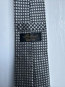 Belvest 100% Silk Dark Navy Silver Pattern Woven Tie Hand Made In Italy 57” - Picture 1 of 6