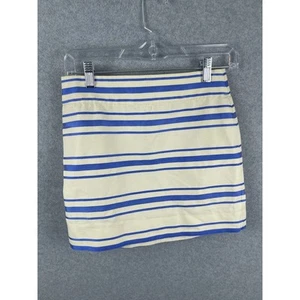 J Crew Pencil Skirt Womens 00 White Striped Career Professional Business Casual - Picture 1 of 7