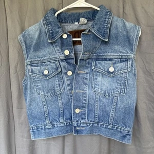 Rafaella Women's Blue Denim Jean Sleeveless Vest Size Small - Picture 1 of 8