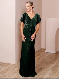 Vestido de terciopelo Revelry para mujer dama de honor boda Gwen en verde esmeralda talla 8 - Imagen 1 de 10