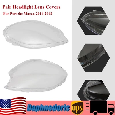 For 2015-2018 Porsche Macan Left & Right Headlight Shell Lamp Shade Lens Cover Foto 1 de 4