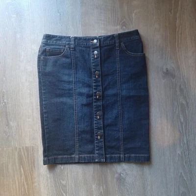 Ann Taylor Loft Denim Sz 4 Button Down Straight Pencil Skirt - Image 1 of 4