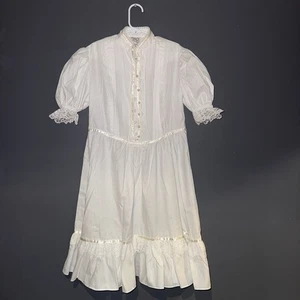 Vintage Jeunes Filles by Gunne Sax weiß Spitzenbesatz Puffärmel Kleid Größe 8 - Bild 1 von 5