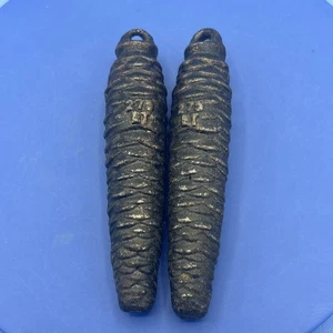Pair of 275g Pine Cone Cuckoo Clock Weights Cast Iron Vintage German Style - Picture 1 of 4