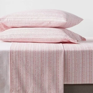 Wondershop Weihnachten Baumwolle Flanell Laken Set - Elfenbein-Rot Fair Isle, Twin #C708 - Bild 1 von 9