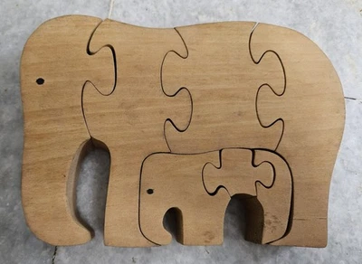 Handgefertigtes Elefant-Puzzle-Spielzeug aus Holz - 7 Zoll Tierdekor Montesso... - Bild 1 von 2
