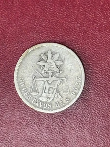 1871 Go 50 Centavos – Guanajuato Silver, VF Original Toning, 30k Mintage - Picture 1 of 10