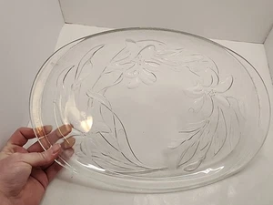 SCHWERES GLAS CALLA LILIE 14,5 Zoll SERVIERTABLETT, ITALIEN - Bild 1 von 2