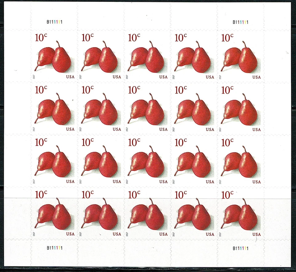 Mint US 2017 Red Pears Pane of 20 Ten cent Stamps Scott#5178 (MNH) - Image 1 of 1