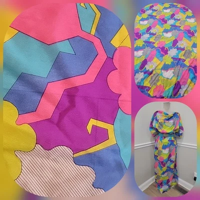 VTG 1970s CHARTER FABRICS Psychedelic Geometric Abstract Print Fabric 3.4yd×42" - Image 1 of 4