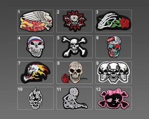Skull Patches, Flaming Skull Patches, Embroidery Patches, Iron On Skull Patches - Picture 1 of 25