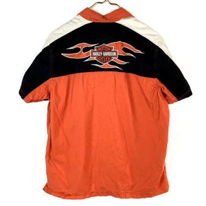 Camisa de Trabajo Harley Davidson Motocicletas Talla Mediana Naranja Manga Corta - Imagen 1 de 3