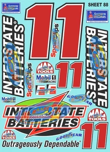 WHITE VINYL RACING Sticker SHEET 88-R/C MODEL Die-cut-Decals 1/12-1/10 Tamiyamcd - Picture 1 of 9