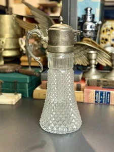 14” Antique Leonard Silver Plated Genuine Crystal Decanter Pitcher Jug ITALY - Picture 1 of 11