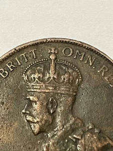 👀AUSTRALIAN 1927 PENNY COIN NICE GRADE WITH 8 PEARLS SCARCE THUS KGV ANTIQUE 👀 - Picture 1 of 3