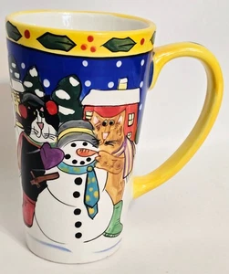Catzilla Coffee Mug Candace Reiter 16oz Ceramic Cup Winter Christmas Snowman Cat - Picture 1 of 8