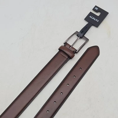 Cinturón Alfani Marrón Cuero Sintético Hombre 38 Hebilla Níquel Nuevo Foto 1 de 4