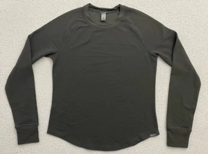 eddie bauer waffle knit thermal Shirt Women's Medium Gray Thumb Loops B11 - Picture 1 of 7