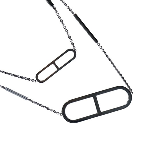 HERMÈS HERMES Eva Collana Chaine d'Ancre Grigia Argento925 43g Donna