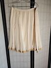 Vintage Linea By Louis Dell'olio Fully-Lined Creme Silk Pleated Skirt 16
