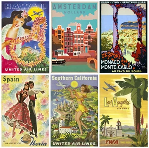 TRAVEL POSTERS VINTAGE WALL ART A2 PRINTS - Picture 1 of 97