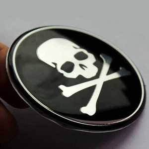 4pcs 56mm Skull Car Wheel Rim Center Hub Cap Decal Cover Emblem - Picture 1 of 10