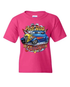 Hot Rod Garage Youth T-Shirt Where Dreams are Built US Classic Rebuild Kids Tee - Picture 1 of 8