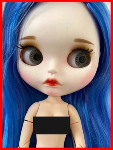 Muñeca Blythe Mezcla Pelo Azul Piel Blanca BJD Juguete Desnudo Neo Mate Cara Tallada Labios Hágalo Usted Mismo - Imagen 1 de 25