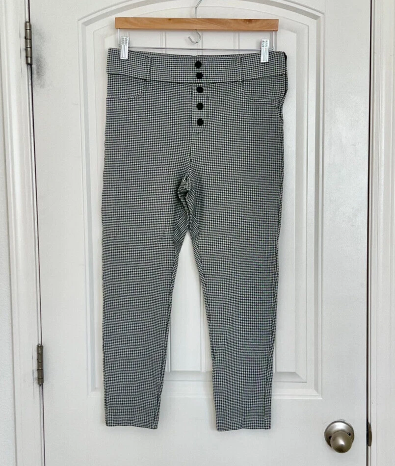 Leggings ZARA Trafaluc Collection preto e branco Houndstooth xadrez zíper lateral tamanho XL - Imagem 1 de 4