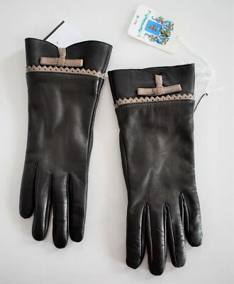 $100 Nuevos Guantes Forrados PORTOLANO Marrón Oscuro CUERO GENUINO CACHEMIR Mezcla 7 Foto 1 de 3