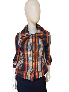 TULLE Women's Multi-Color Plaid Polyester/Wool Blend Jacket-M - Picture 1 of 4