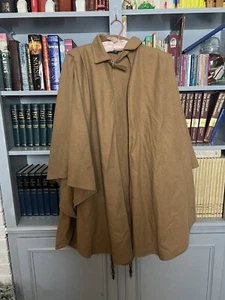 Vintage Honey Collection Wool Blend Cape Wrap Poncho Camel With Silver Buckle - Picture 1 of 7
