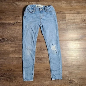 Levi's Signature Super Skinny Girls Jeans Sz 14 Distressed Raw Hem Light Wash - Picture 1 of 14