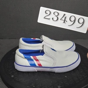 Polo Ralph Lauren Prezli Shoes Toddler Sz 10 White Blue Canvas Sneakers - Picture 1 of 8