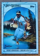2023 Topps X Bob Ross #48 Rickey Henderson Titanium White Parallel Card #/35