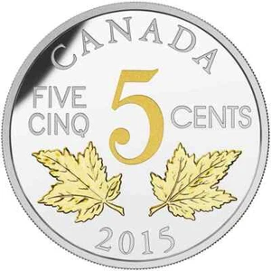 2015 5c Legacy of the Canadian Nickel: Two Maple Leaves - 1 oz Pure Silver Coin - Picture 1 of 3