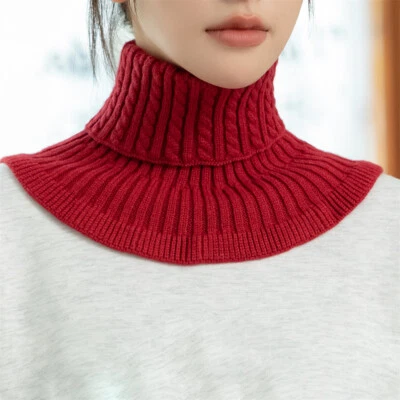 Detachable Women Knitted Turtleneck Winter Warm False Mock Neck Cover Sweater - Imagem 1 de 4