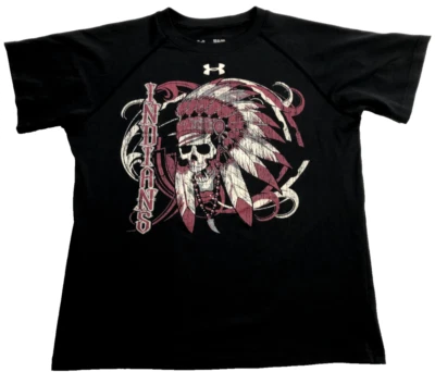 Under Armour T shirt Indians Logo Skull Red Black HeatGear Youth Size Large - Image 1 of 4