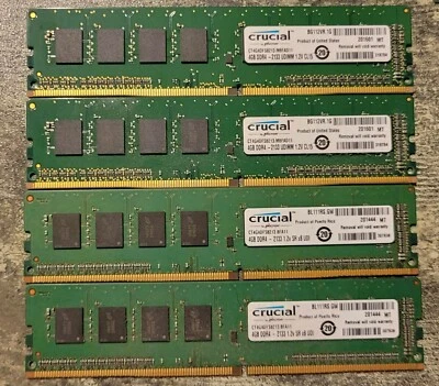 4x 4GB (16GB) Crucial CT4G4DFS8213 PC4-17000 DDR4 PC2133 UDIMM RAM CL15 1.2V - Image 1 of 2