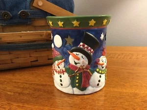 Yankee Candle Ceramic Snowmen Candle Winter Theme Warmer Holder - Picture 1 of 8